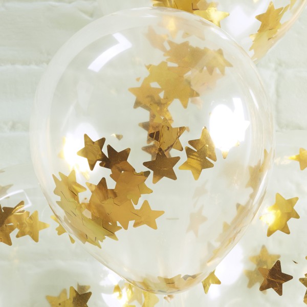 Ballon - Gold Star Konfetti - 5 Stück