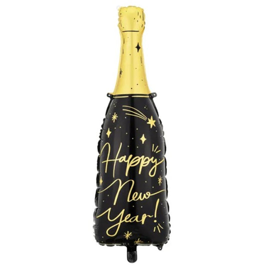 XXL Ballon -  Happy New Year Bottle - Schwarz/Gold