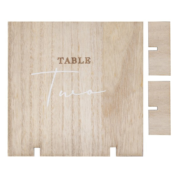 Tischnummern aus Holz - 1 bis 12 - (eng)