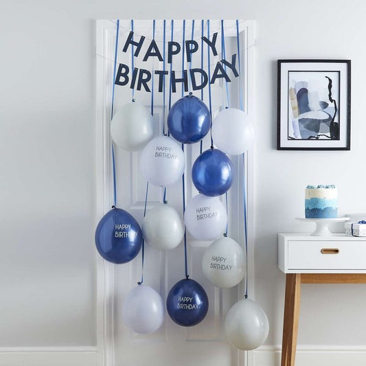 Ballon Tür kit - Happy Birthday - Blau
