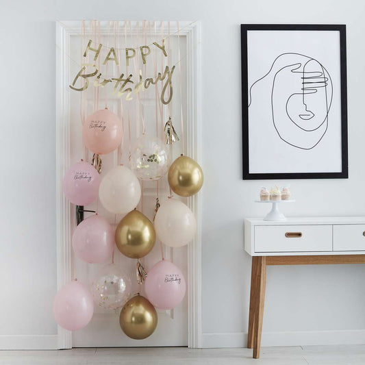 Ballon Tür kit - Happy Birthday - Peach