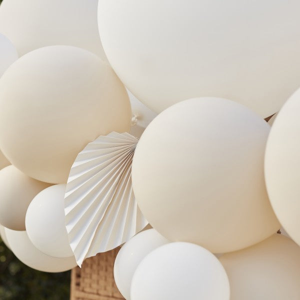 Ballonbogen - Paper Fans - Weiß und Creme