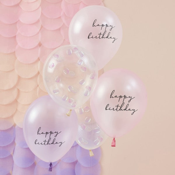 Ballonbundle - Muschel Konfetti - Happy Birthday