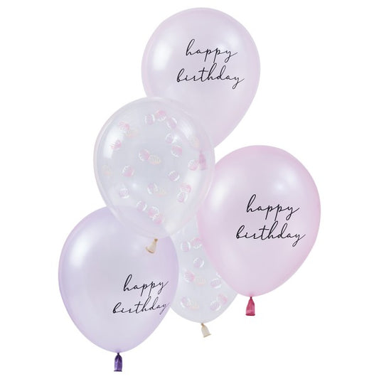 Ballonbundle - Muschel Konfetti - Happy Birthday