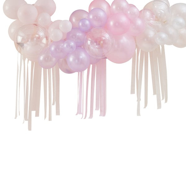 Ballongirlande mit Wimpel - Rosa, Lavendel, Weiß - Pastell