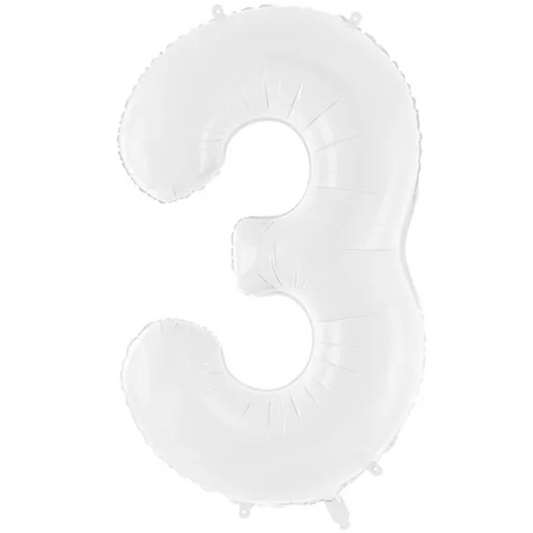 XXL Ballonzahl - Nummer 3 - Weiß