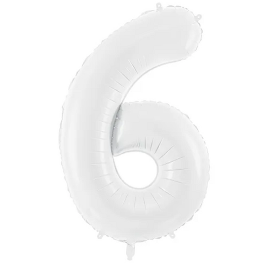 XXL Ballonzahl - Nummer 6 - Weiß