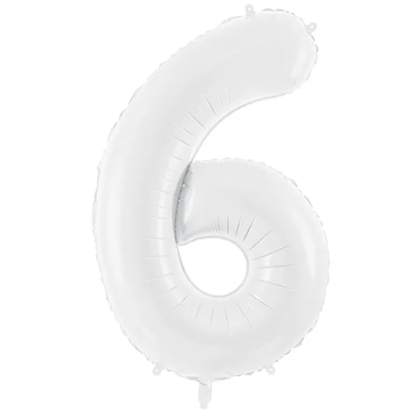 XXL Ballonzahl - Nummer 6 - Weiß