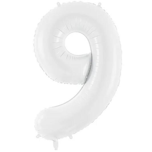 XXL Ballonzahl - Nummer 9 - Weiß