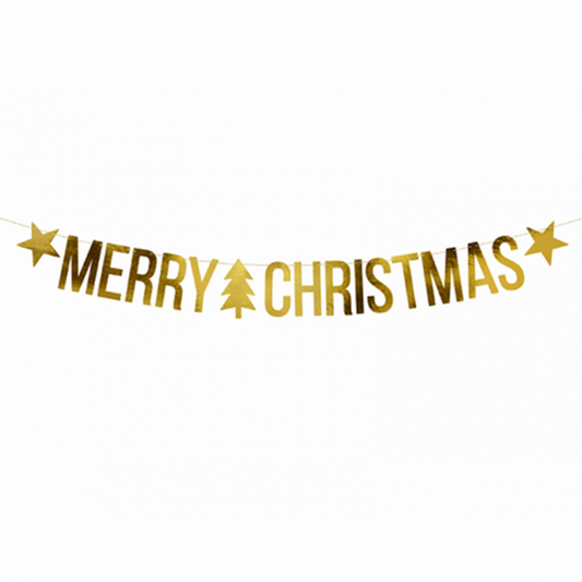 Bannergirlande - Merry Christmas - Gold