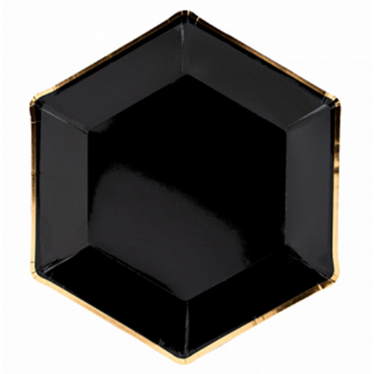 Design Pappteller - Schwarz/Gold - Ø 23cm - 6 Stück