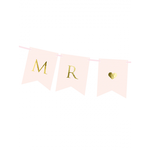 Bannergirlande - Mr & Mrs - Rosa