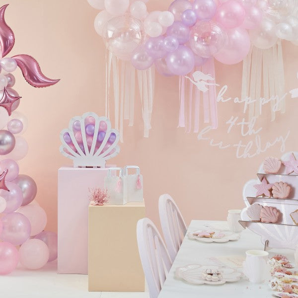 Ballongirlande mit Wimpel - Rosa, Lavendel, Weiß - Pastell