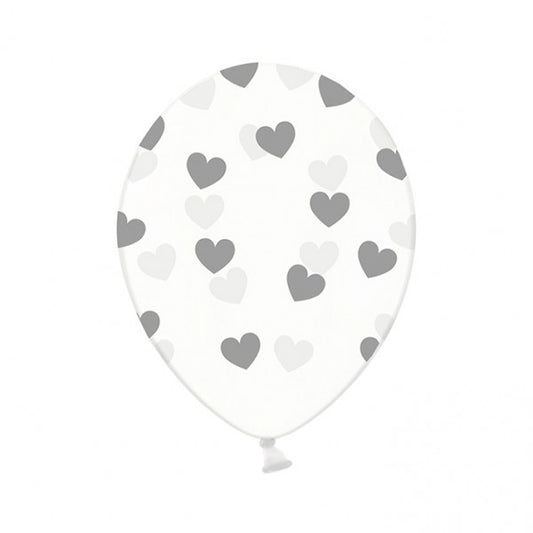 Motivballons - Silber Herzen - 50 Stück