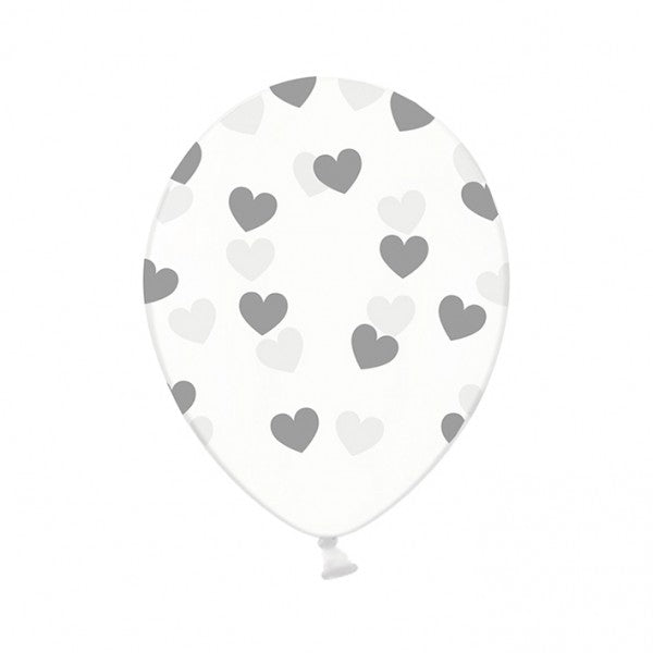 Motivballons - Silber Herzen - 50 Stück