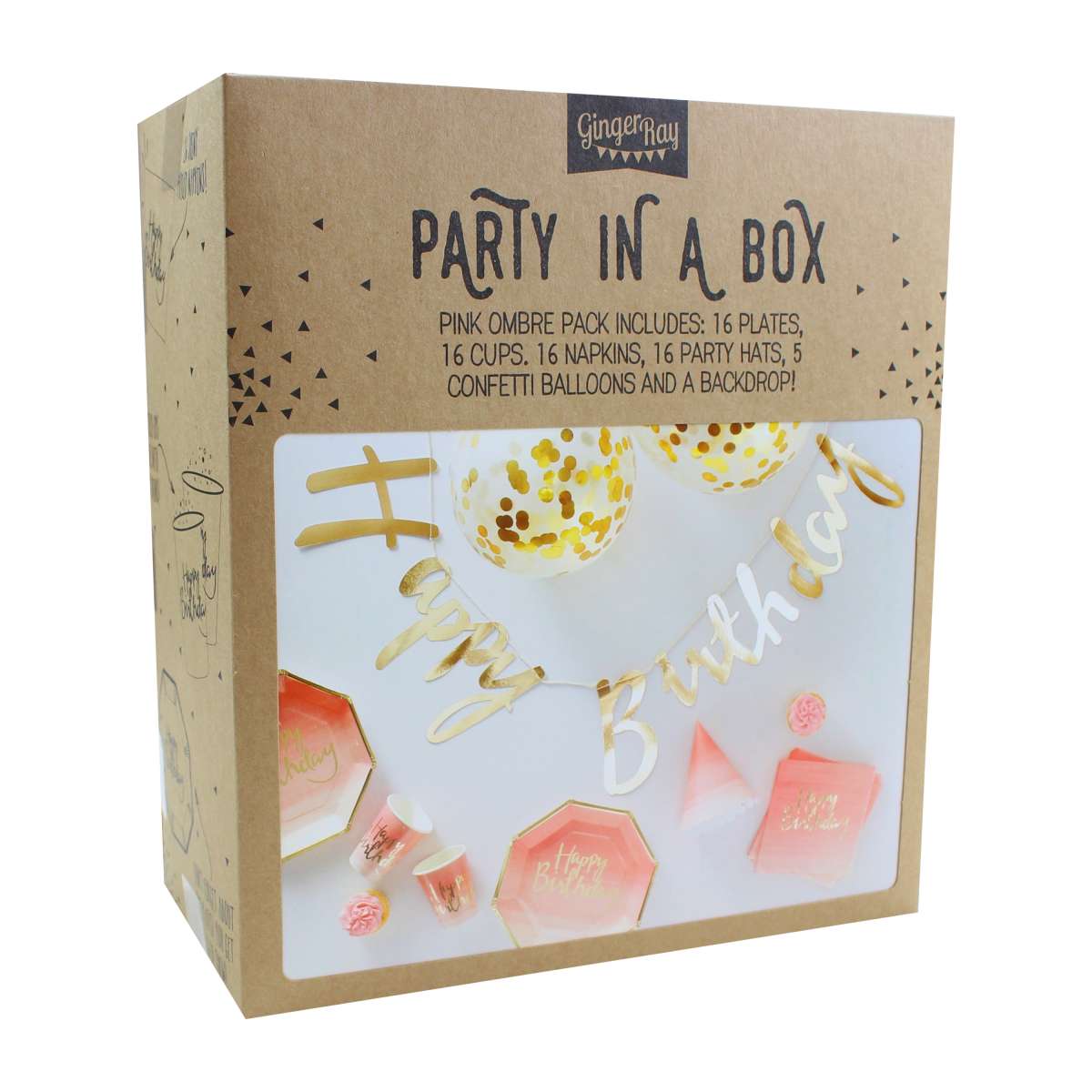 Partybox - Happy Birthday - Rosa - 60 Teilig