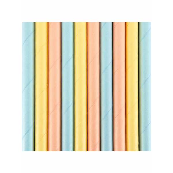 Papierstrohhalme - Bunt Pastell - 10 Stück