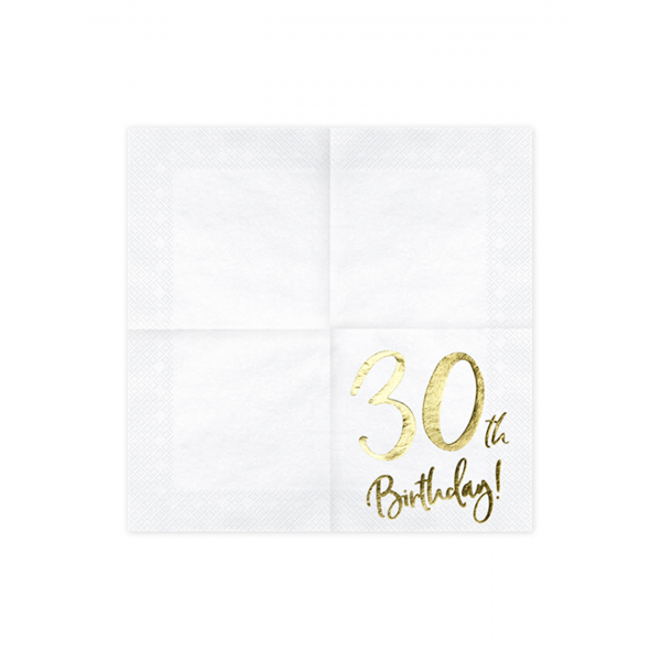 Servietten - 30th Birthday - Gold - 20 Stück