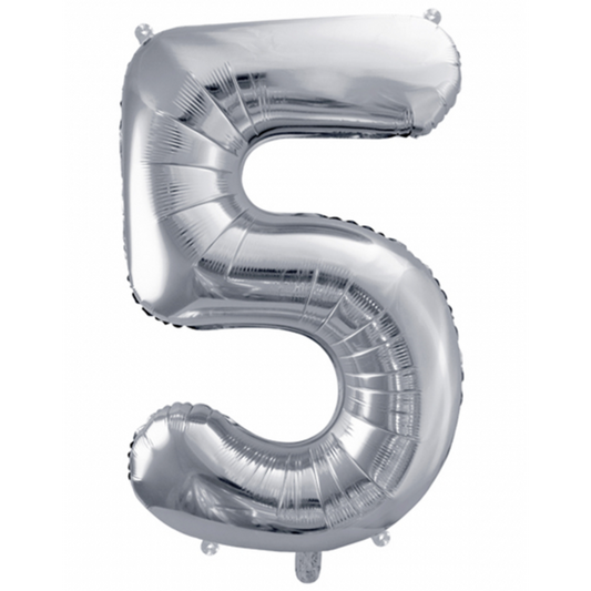 XXL Ballon Zahl - Nummer 5 - Silber