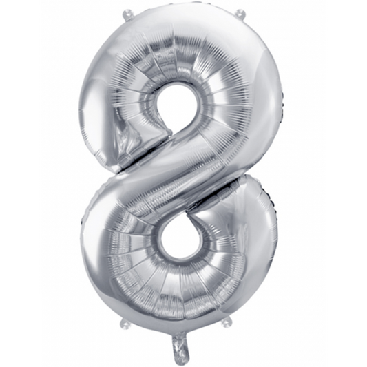 XXL Ballon Zahl - Nummer 8 - Silber