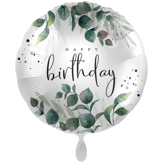 XXL Balloon - Happy Birthday - Green leaves